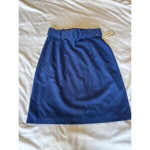 Vintage Bobbie Brooks Navy Blue Pencil Skirt With Matching Belt Size 14